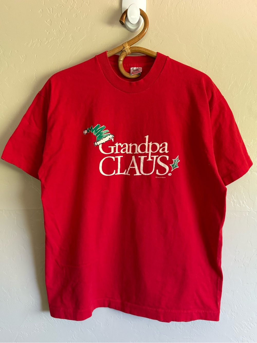 Vintage 90s Fruit Of The Loom Single Stitch Christmas Grandpa Clause T-Shirt XL